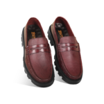 Dark Burgundy Leather Chunky Shoes S1188