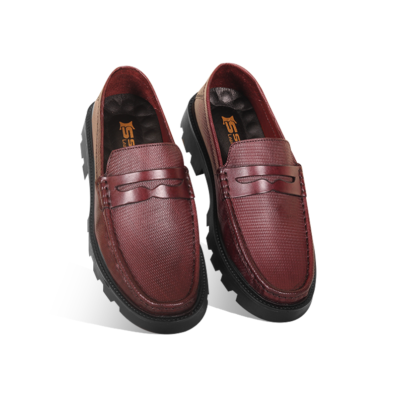 Dark Burgundy Leather Chunky Shoes S1188