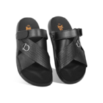 Cross-Strap Textured Leather Sandal S1189