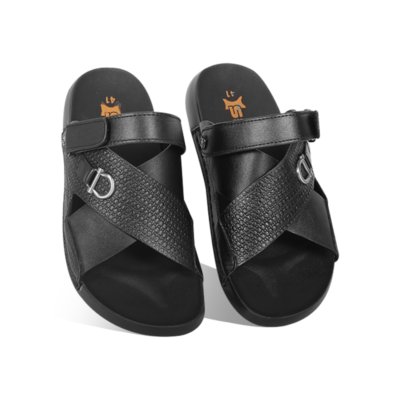 Cross-Strap Textured Leather Sandal S1189