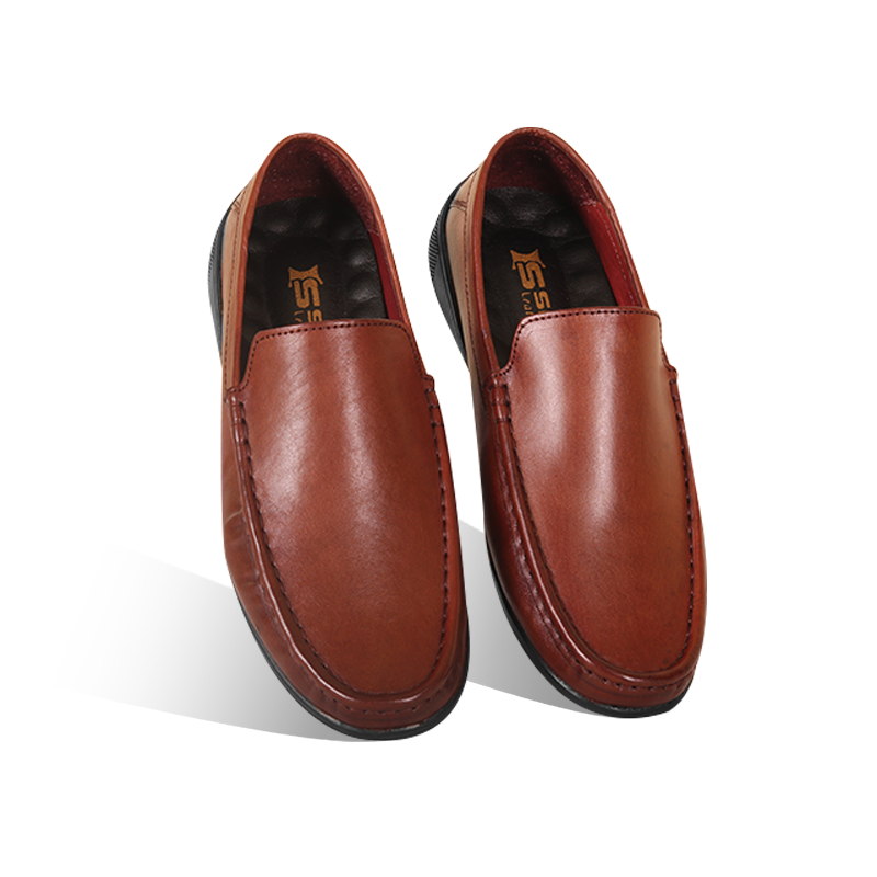 Cognac Brown Leather Casual Loafer Shoes S1191