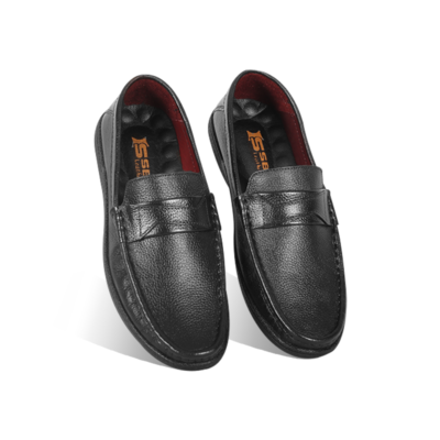 Black Leather Casual Loafer Shoes S1193