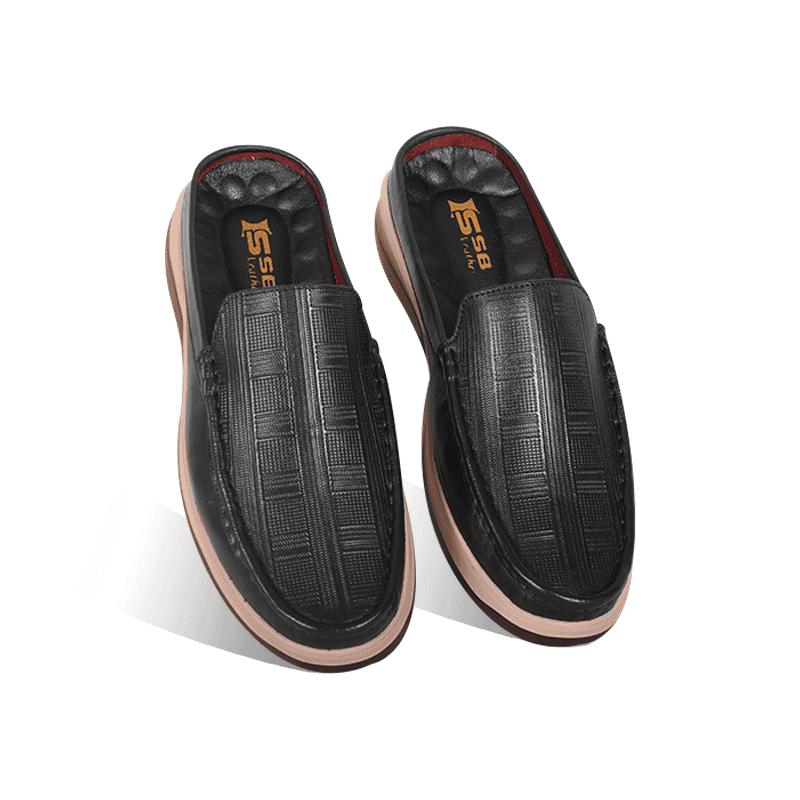 Embossed Design Comfort Leather Half Shoes S1184