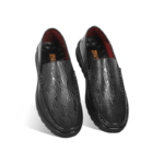 Black Texture Leather Comfort Casual Shoes S1186