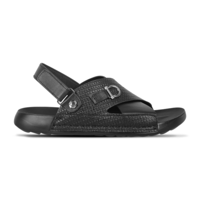 Cross-Strap Textured Leather Sandal S1189