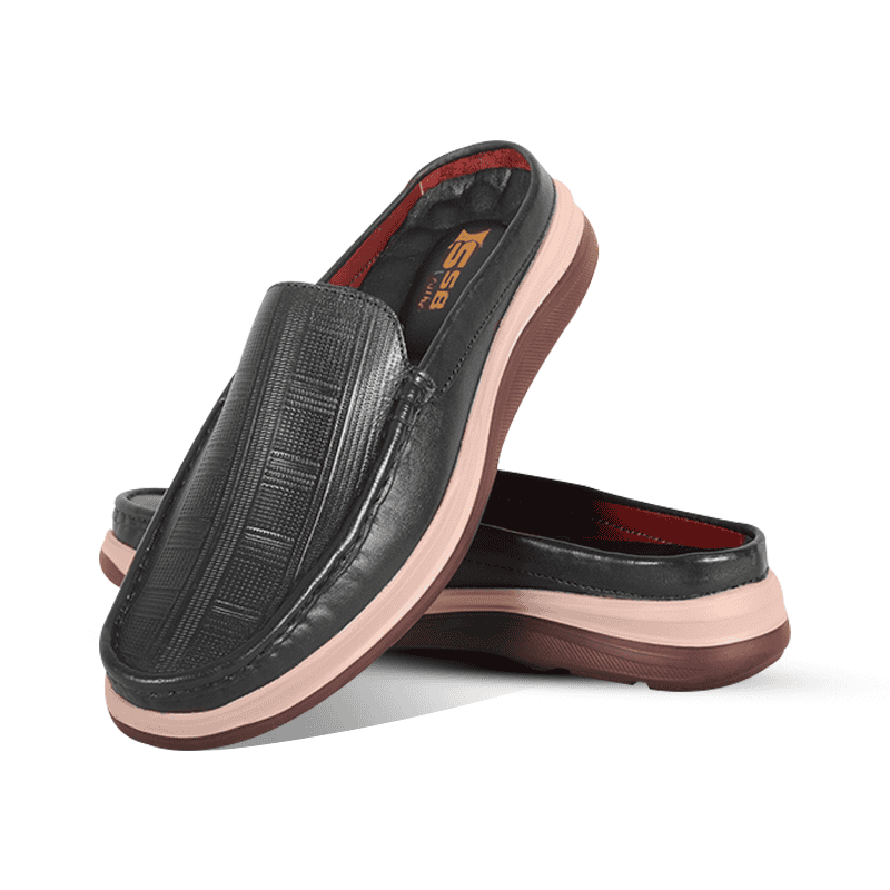 Embossed Design Comfort Leather Half Shoes S1184