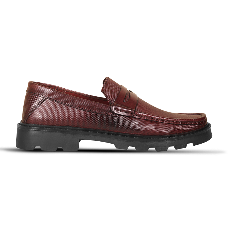 Dark Burgundy Leather Chunky Shoes S1188
