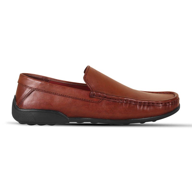 Cognac Brown Leather Casual Loafer Shoes S1191