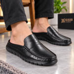 Classic Black Leather Half Shoes S1179