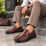 Chocolate Brown Leather Comfort Casual Shoes S1182