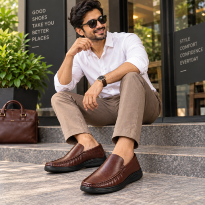 Chocolate Brown Leather Comfort Casual Shoes S1182