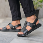 Black Leather Sandal For Men SB-S1176
