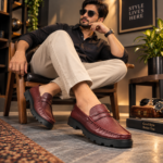 Dark Burgundy Leather Chunky Shoes S1188