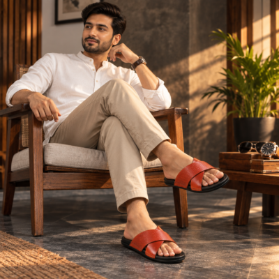 Cross Strap Leather Sandal S1190