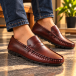 Rich Mahogany Leather Loafer Shoes S1192