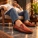 Cognac Brown Leather Casual Loafer Shoes S1191