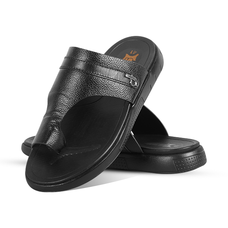 Classic Black Leather Sandal For Men S1199 - Image 4