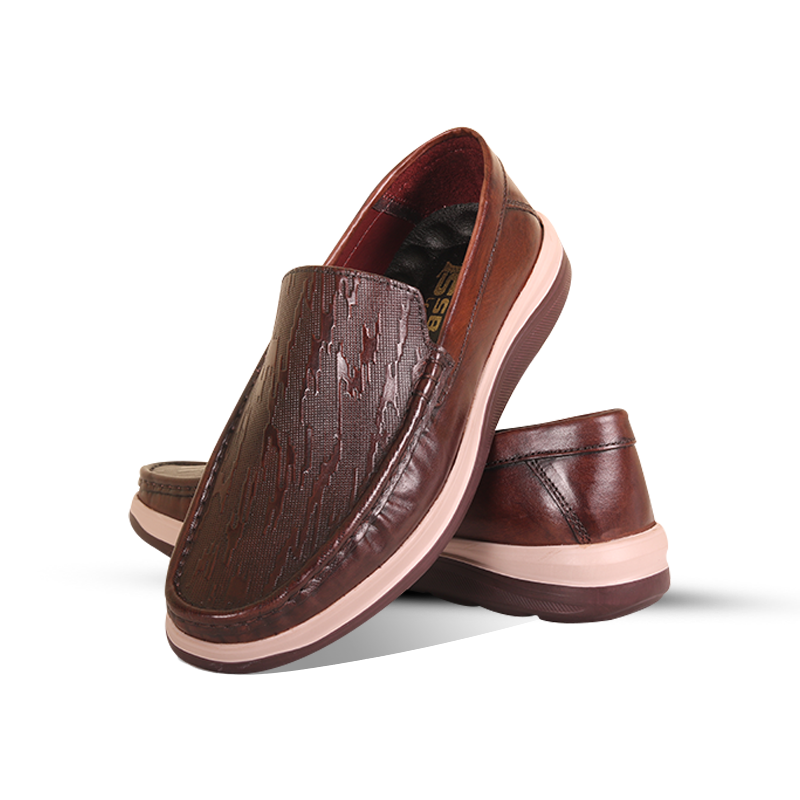 Black Texture Leather Comfort Casual Shoes S1201