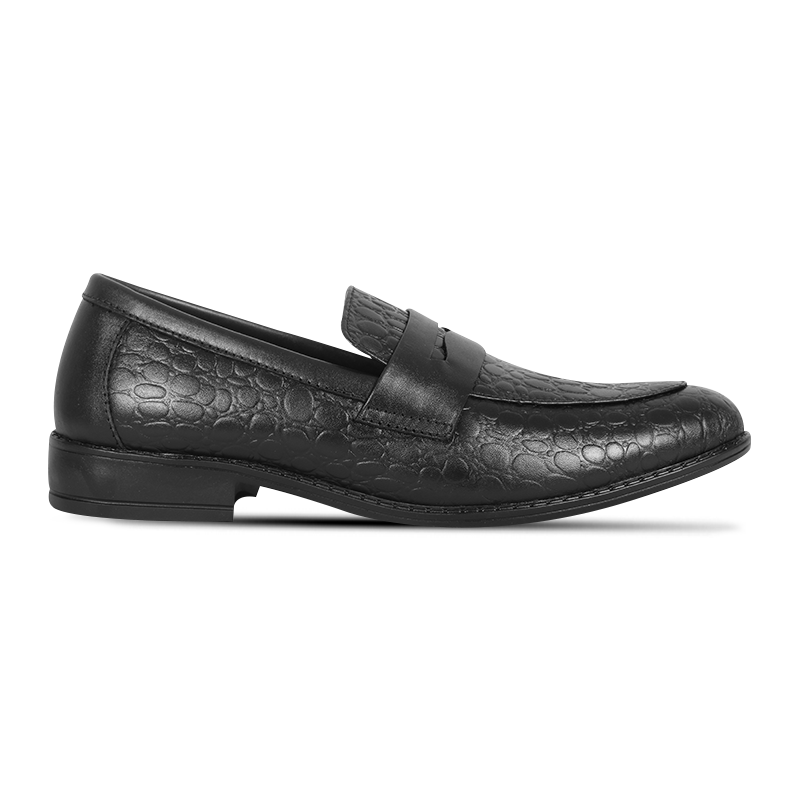 Black Crocodile-Embossed Tassel Shoes S1202