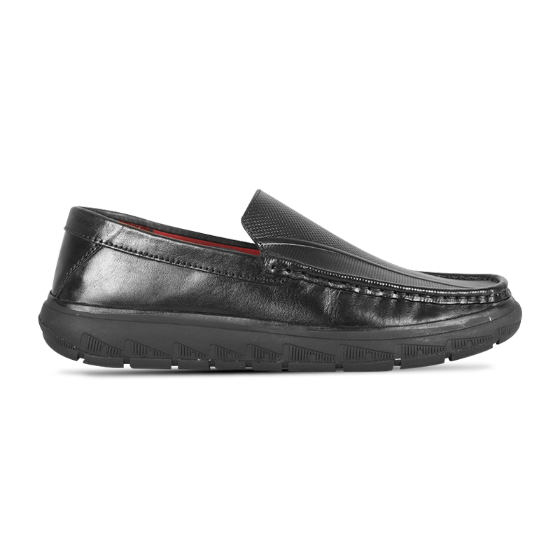 Black Texture Leather Comfort Casual Shoes S1205