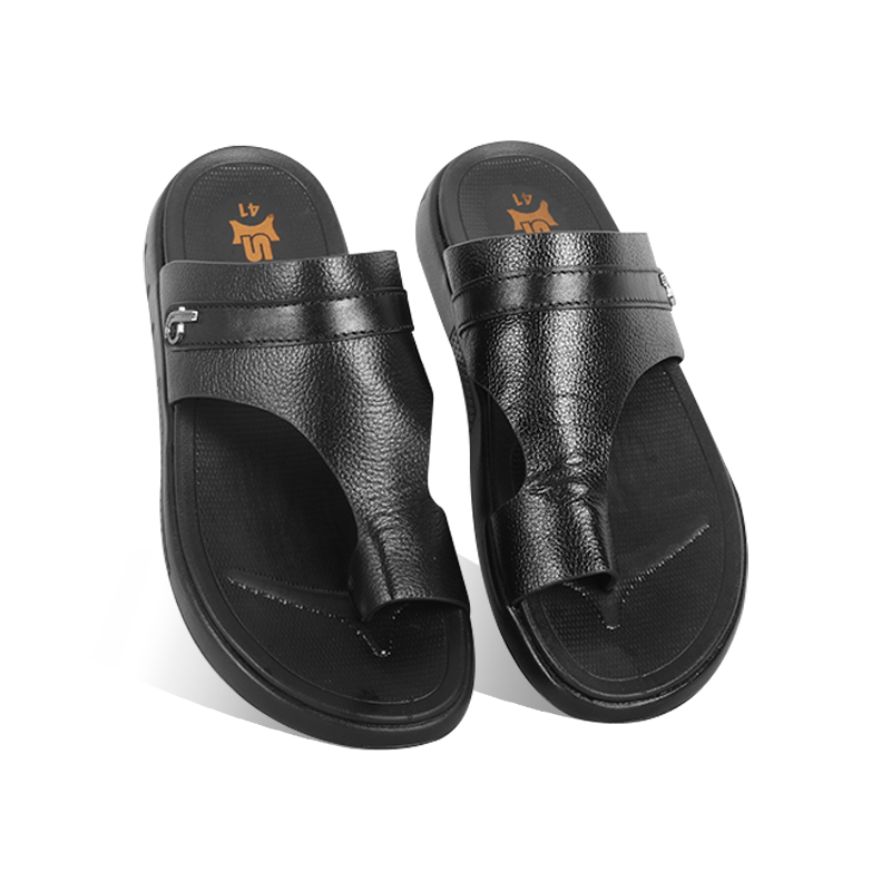 Classic Black Leather Sandal For Men S1199 - Image 3
