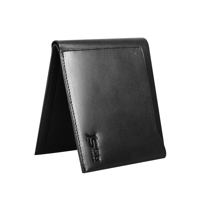 Black Oil Pull Up Leather Bi-Fold Wallet W252