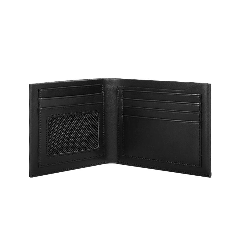 Black Oil Pull Up Leather Bi-Fold Wallet W252