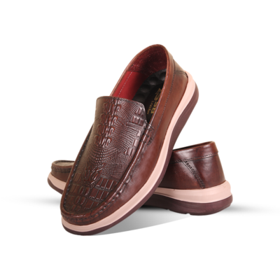 Croco Embossed Design Comfort Leather Casual Shoes S1200