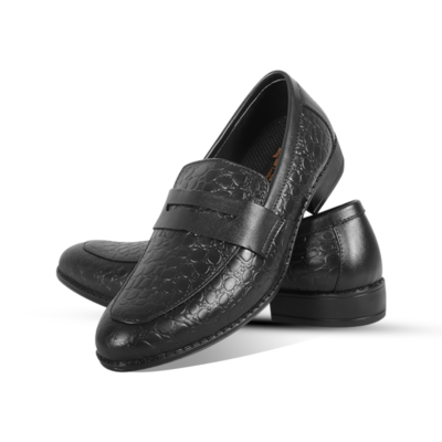 Black Crocodile-Embossed Tassel Shoes S1202
