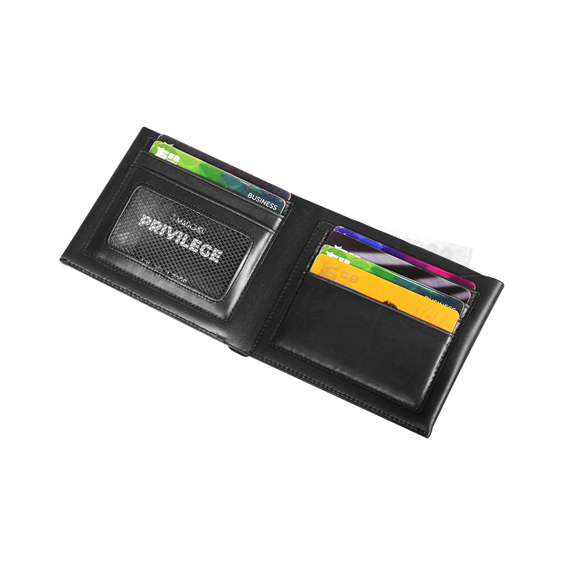 Black Oil Pull Up Leather Bi-Fold Wallet W252