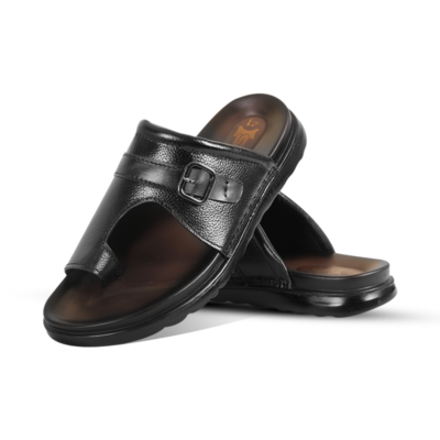 Classic Black Leather Sandal For Men S1198 - Image 4
