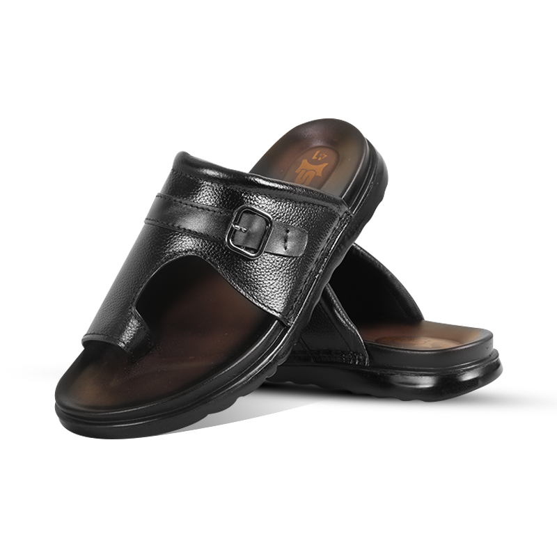 Classic Black Leather Sandal For Men S1198 - Image 4