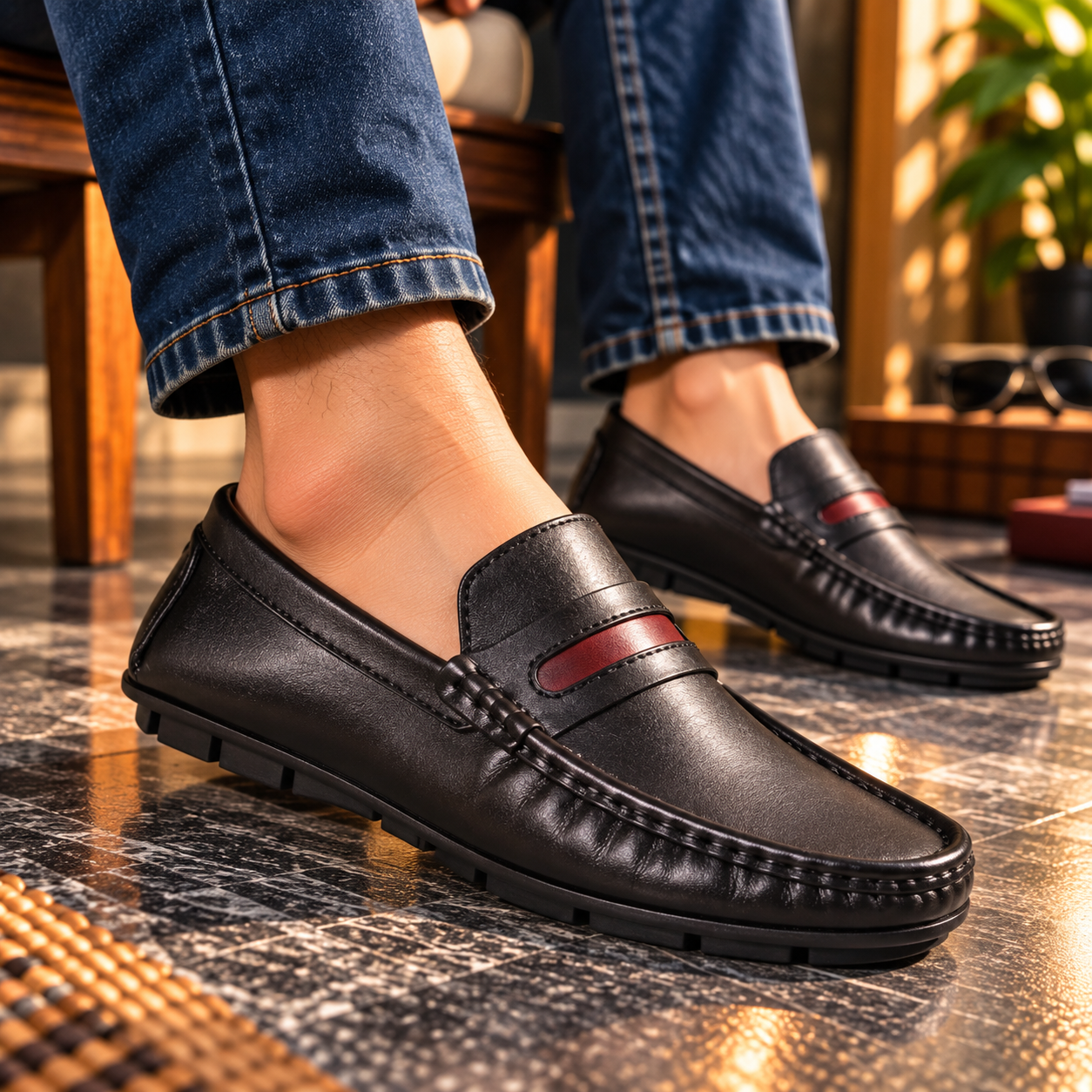 Classic Black Leather Loafer For Men S1197