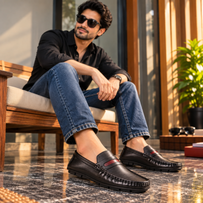 Classic Black Leather Loafer For Men S1197
