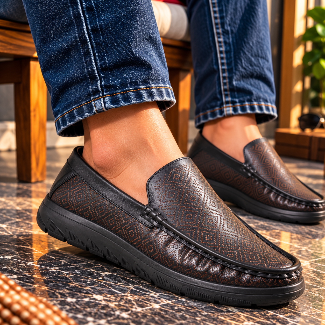 Laser Cut Patterned Leather Casual Shoes S1204