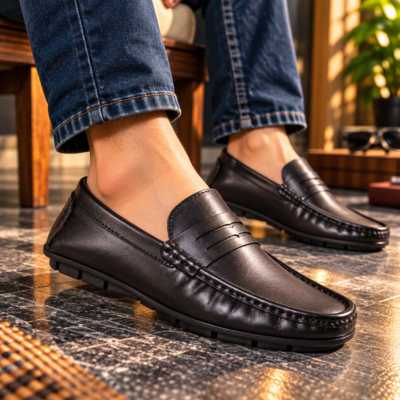Classic Black Leather Loafer For Men SB-S1196